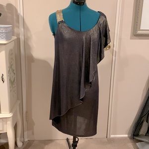 Cocktail dress blue and gold sparkle.